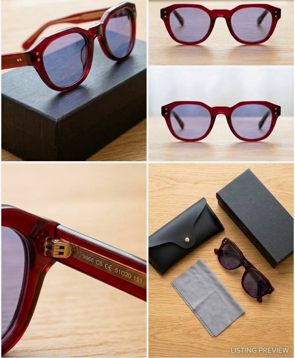 Chunky Bold Acetate Sunglasses Burgundy Wine Red Geometric Retro Frames